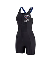 Wear by Erin Andrews Women's Black Chicago Cubs Bodycon Quarter-Zip Romper