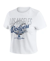 Wear by Erin Andrews Women's White Los Angeles Dodgers Distressed Cropped Baby T-Shirt