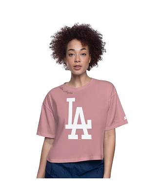 Starter Women's Pink Los Angeles Dodgers Play the Ball Boxy Cropped T-Shirt