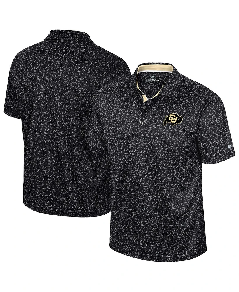 Colosseum Men's Black Colorado Buffaloes Sublimated Golf Polo Shirt