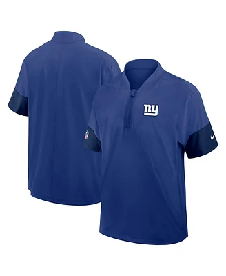 Nike Men's Royal New York Giants Sideline Short Sleeve Quarter-Zip Coach Jacket