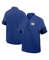 Nike Men's Royal New York Giants Sideline Short Sleeve Quarter-Zip Coach Jacket