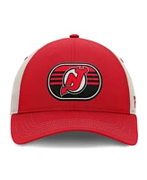Fanatics Men's Red/Gray New Jersey Devils 2025 Stanley Cup Playoffs Locker Room Trucker Adjustable Hat