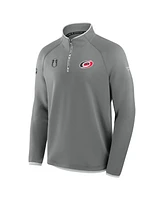 Fanatics Men's Gray Carolina Hurricanes 2025 Stanley Cup Playoffs Authentic Pro Fleece Quarter-Zip Pullover Sweatshirt