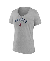 Fanatics Women's Gray Los Angeles Angels V-Neck T-Shirt