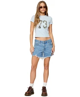 Edikted Women's Cale Distressed Low Rise Denim Shorts