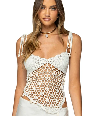 Edikted Women's Shelley Asymmetric Crochet Top