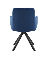 Upholstered Velvet Dining Armchair with Tufted Backrest