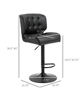 Adjustable Bar Stools Set of 2 with Swivel Seat Tufted Cushions and Metal Footrest for Home Bar Kitchen Island or Counter Height Seating-The Pop Home