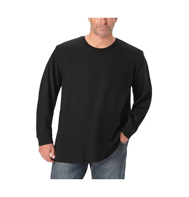 KingSize Big & Tall Shrink-Less Lightweight Longer-Length Long-Sleeve Crewneck Pocket Tee