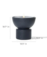 LuxenHome Dark Gray Resin Round Bubbler 18.7" Tall Outdoor Fountain with Lights
