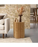 LuxenHome Wood Grain Manufactured Wood 20.5-Inch Tall Round End and Side Table