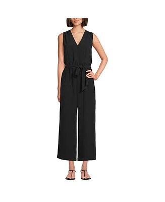 Lands' End Women's Sleeveless Creaseless Wrap Jumpsuit