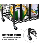 Mythinglogic Sports Organizers Rack with Wheels for Garage, Large Capacity Sports Equipment Storage Rack