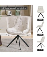 Dyhome Swivel Dining Chairs, Boucle Upholstered Accent Chairs Living Room Desk Office Arm Chair