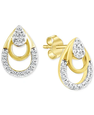 Diamond Triple Pear Openwork Earrings (1/8 ct. t.w.) in 14k Gold