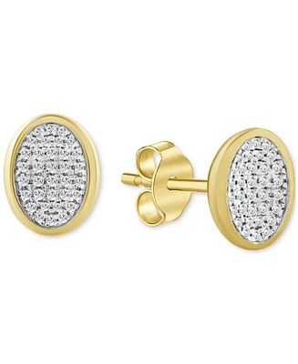 Diamond Oval Bezel Cluster Stud Earrings (1/5 ct. t.w.) in 14k Gold