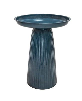 Gleeful Garden Metal Bird Bath for Outdoors - Uv-Resistant Large Outside 23-Inch Canyon Clay Glaze