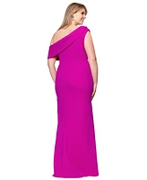Betsy & Adam Plus Asymmetric High-Low Gown