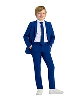 OppoSuits Teen Boys Navy Royale Slim Fit Solid Suit Including Blazer, Pants and Clip-On-Tie