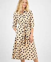 julia jordan Women's Dot-Print Tie-Waist Shirtdress