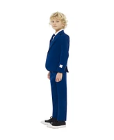 OppoSuits Boys Navy Royale Solid Slim Fit Suit Including Blazer, Pants and Clip-On-Tie