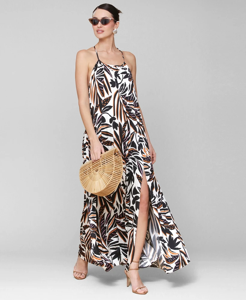 Avec Les Filles Women's Pleated Halter Maxi Dress