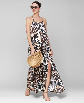 Avec Les Filles Women's Pleated Halter Maxi Dress