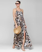 Avec Les Filles Women's Pleated Halter Maxi Dress