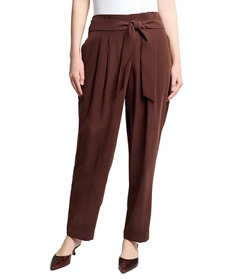 Jones New York Women's Belted Straight-Leg Paperbag Pants