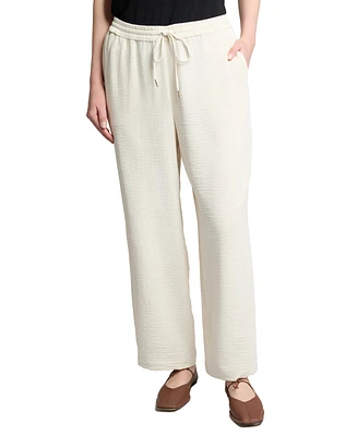 Jone New York Women's Textured Drawstring Wide-Leg Pants