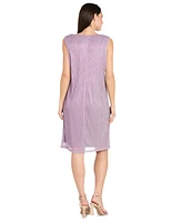 R & M Richards Women's Metallic Crinkle 2-Pc. Dress