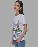 Karl Lagerfeld Paris Petite Sailing Choupette Crewneck Tee