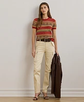 Lauren Ralph Women's Geo-Striped Short-Sleeve Sweater