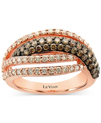Le Vian Chocolate Diamond & Nude Diamond Openwork Crossover Ring (1-1/3 ct. t.w.) in 14k Rose Gold