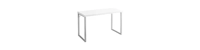24-Inch White and Silver Computer Desk – Modern Workstation for Home Office