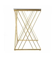 40" Clear and Gold Glass Writing Desk