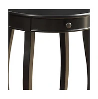 Functional Solid Wood Round End Table with Drawer and Shelf for Storage