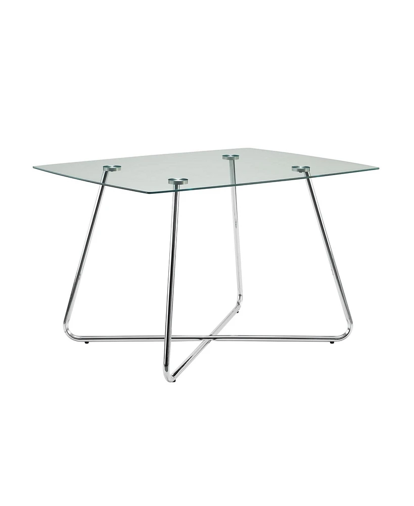 Sophisticated Glass and Metal Pedestal Dining Table – A Bold Statement Piece