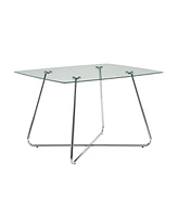 Sophisticated Glass and Metal Pedestal Dining Table – A Bold Statement Piece