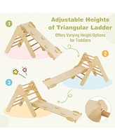 2-in-1 Wooden Kids Climber Toys with Triangle Arch Ramp