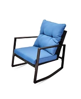 3 Pieces Patio Bistro Set Outdoor Rocking Chair with Cushion