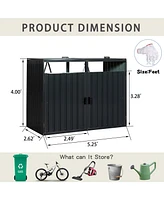 Garbage Bin Shed Stores 2 Trash Cans Metal Outdoor Bin Shed for Garbage Storage