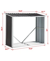 6 ft. W x 3 ft. D Steel Log Storage Shed, Firewood Rack, for Backyard Garden Patio Porch