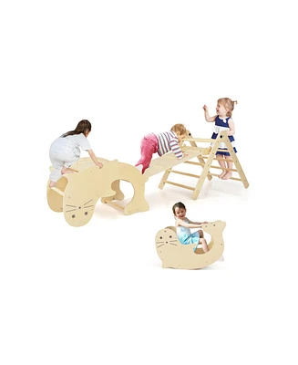 7-in-1 Indoor Climbing Toys for Toddlers with Reversible Ramp