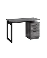 24" Grey and Black Computer Desk With Three Drawers