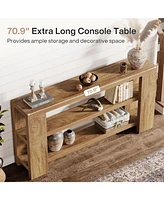 Tribesigns 70.9-Inch Extra Long Console Table with Storage, Narrow Wooden Sofa Table Behind The Couch, Farmhouse 3-Tier Entry Foyer Table for Entryway