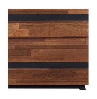Industrial Wood and Iron End Table with Two Drawers