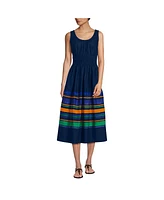 Lands' End Women's Sleeveless Poplin Smocked Midi Dress