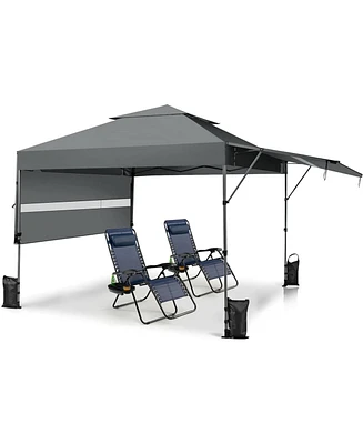 10 x 17.6 Feet Outdoor Instant Pop-up Canopy Tent with Dual Half Awnings